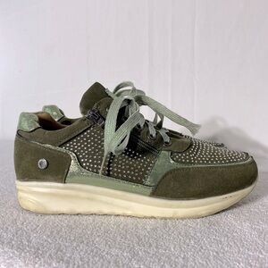 North Star Green Orthopedic Tennis Shoes Rhinestones Lace Zipper Womens Size 9.5